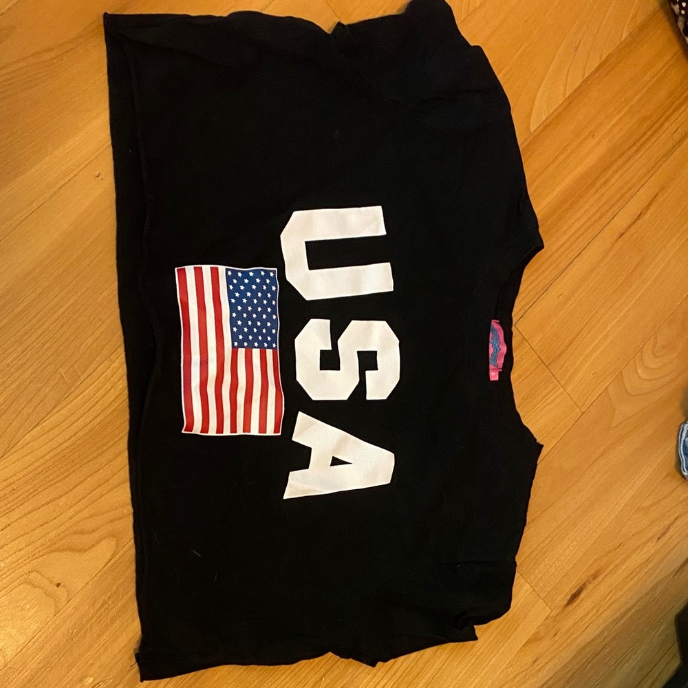 Edikted Black USA Crop Top